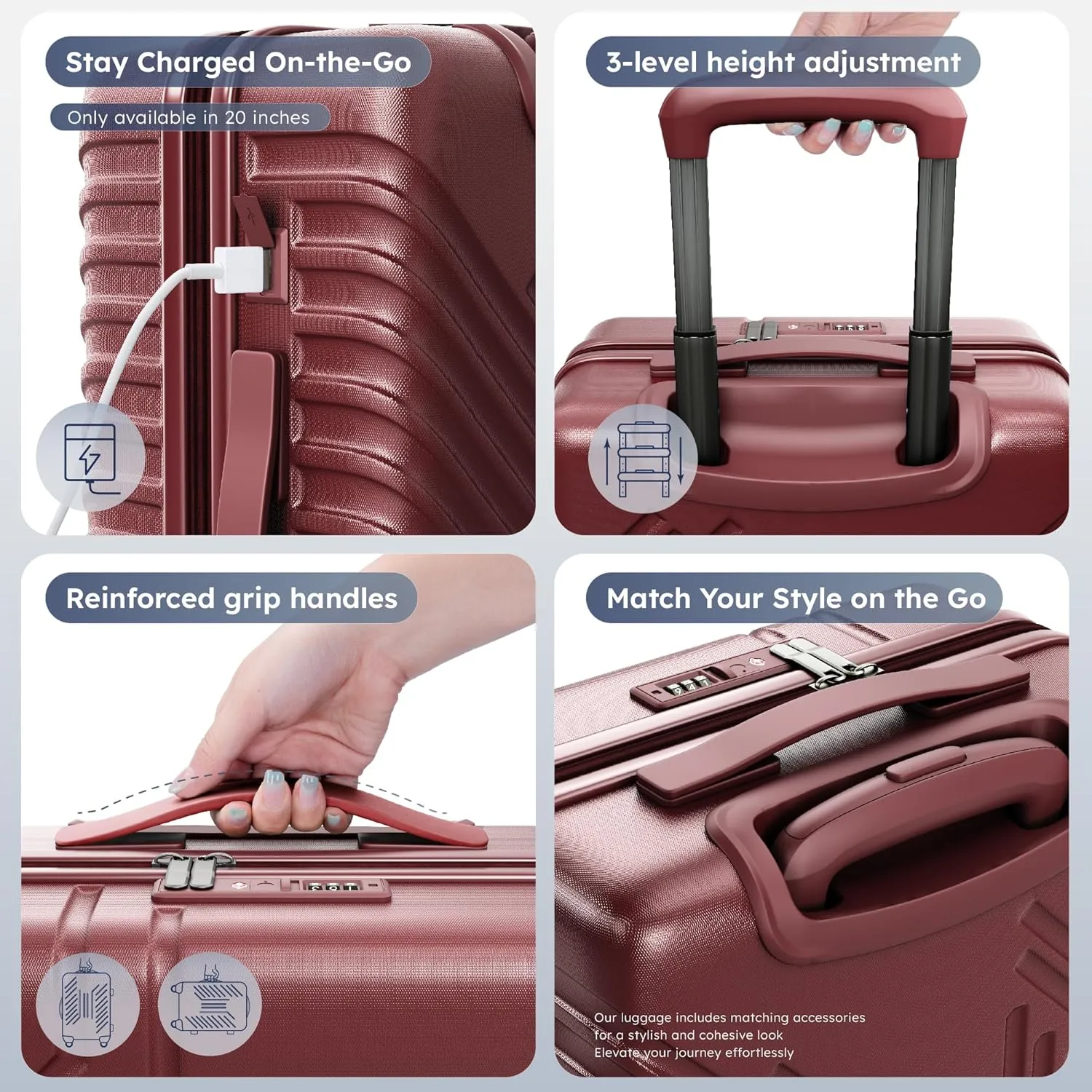 ALPHA CAMP 3 Piece Expandable Luggage Set - PC ABS Durable Hard Shell Suitcase with Spinner Wheels & TSA Lock,20-inch, 24-inch, 28-inch Luggage for Business,TravelRuby