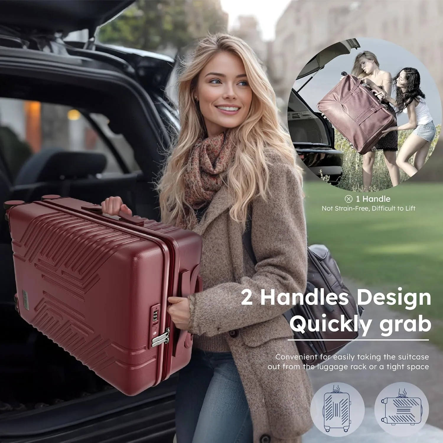 ALPHA CAMP 3 Piece Expandable Luggage Set - PC ABS Durable Hard Shell Suitcase with Spinner Wheels & TSA Lock,20-inch, 24-inch, 28-inch Luggage for Business,TravelRuby