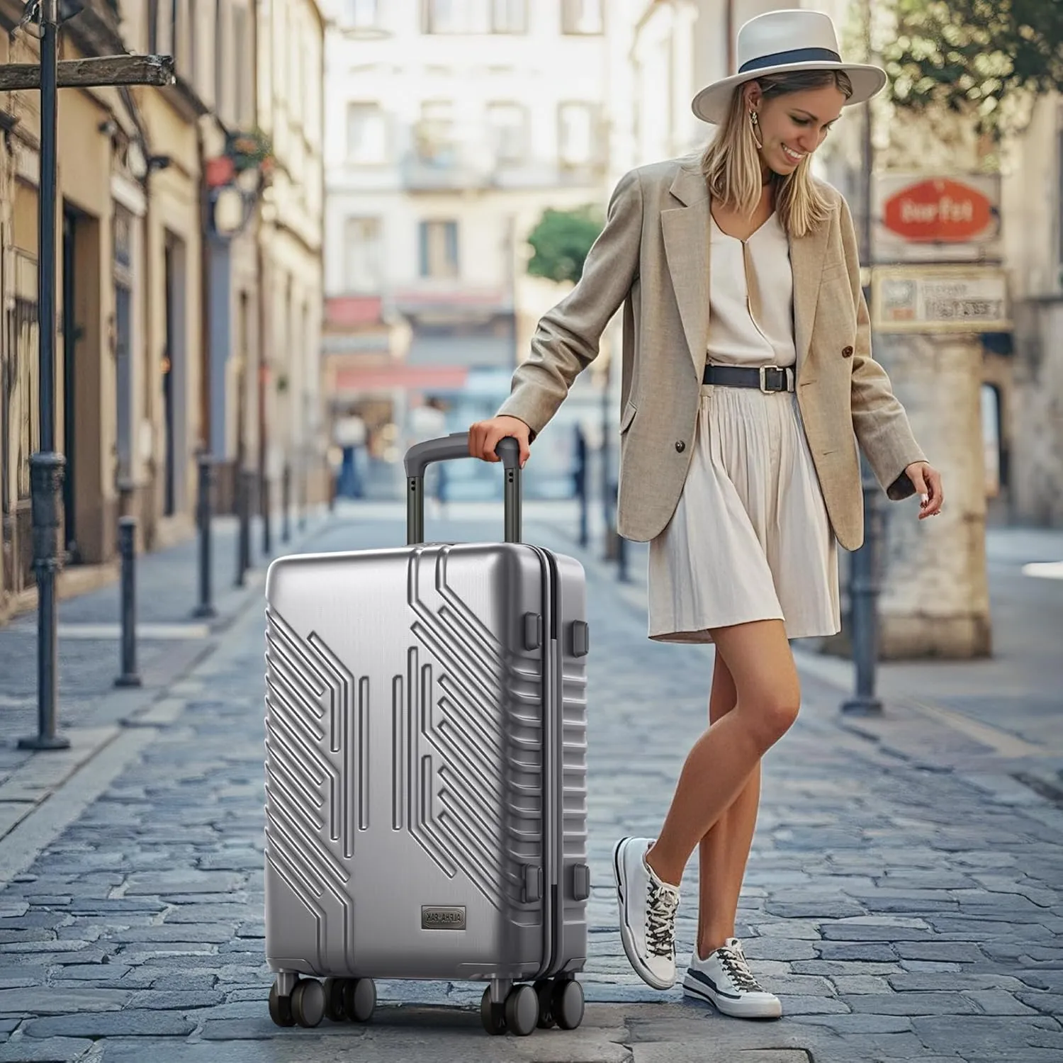 ALPHA CAMP 3 Piece Expandable Luggage Set - PC ABS Durable Hard Shell Suitcase with Spinner Wheels & TSA Lock,20-inch, 24-inch, 28-inch Luggage for Business,Travel,Silver