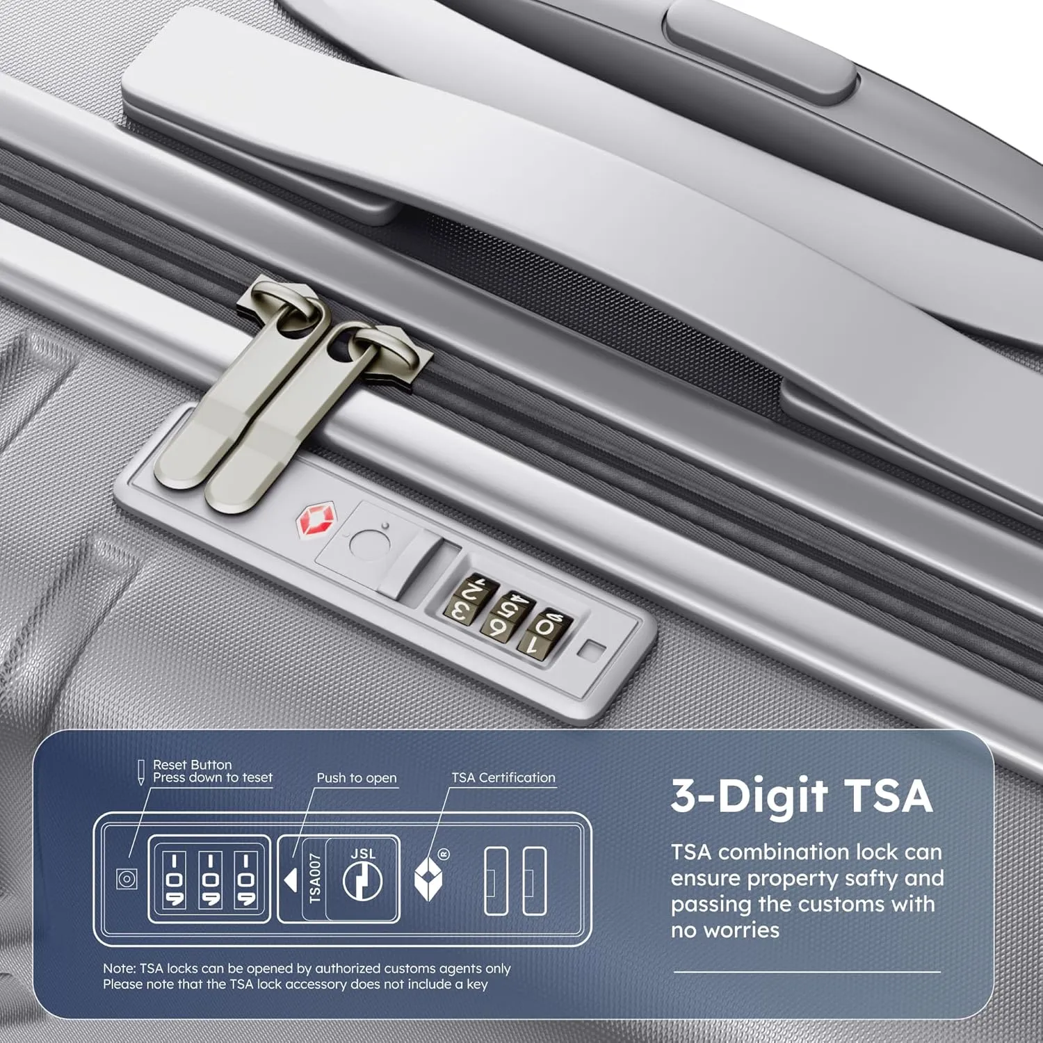 ALPHA CAMP 3 Piece Expandable Luggage Set - PC ABS Durable Hard Shell Suitcase with Spinner Wheels & TSA Lock,20-inch, 24-inch, 28-inch Luggage for Business,Travel,Silver