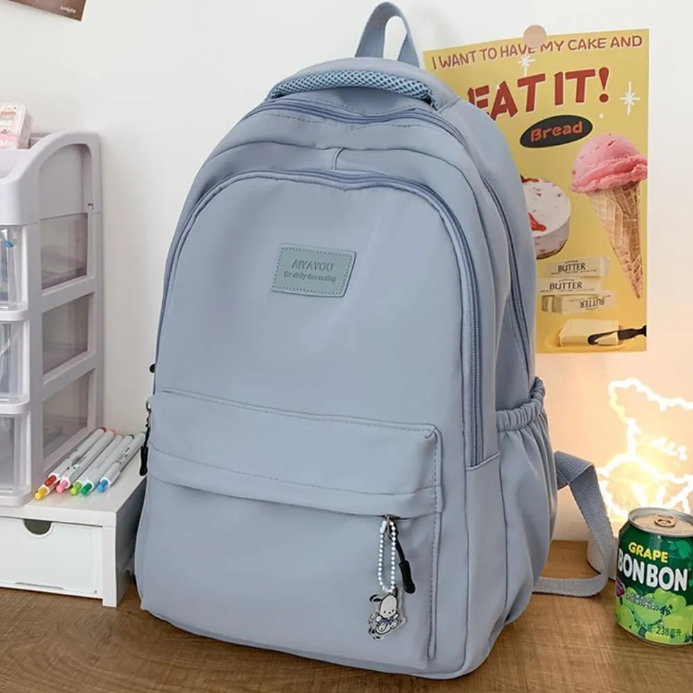 ALTALIVA Nylon Kawaii Water-Resistant Lightweight Backpack for Women Cute Laptop Daypack Traveling Daily Bag (Blue)