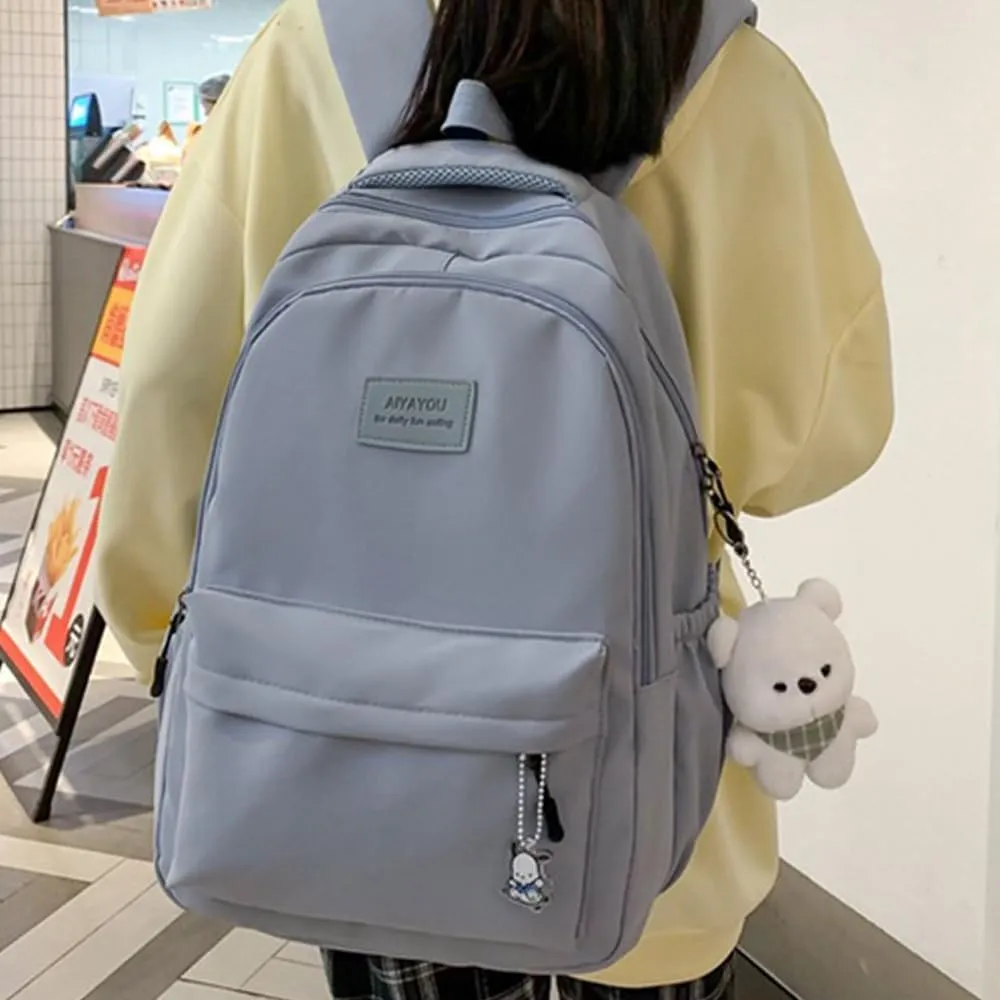 ALTALIVA Nylon Kawaii Water-Resistant Lightweight Backpack for Women Cute Laptop Daypack Traveling Daily Bag (Blue)