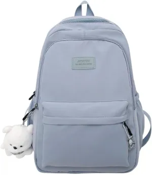 ALTALIVA Nylon Kawaii Water-Resistant Lightweight Backpack for Women Cute Laptop Daypack Traveling Daily Bag (Blue)