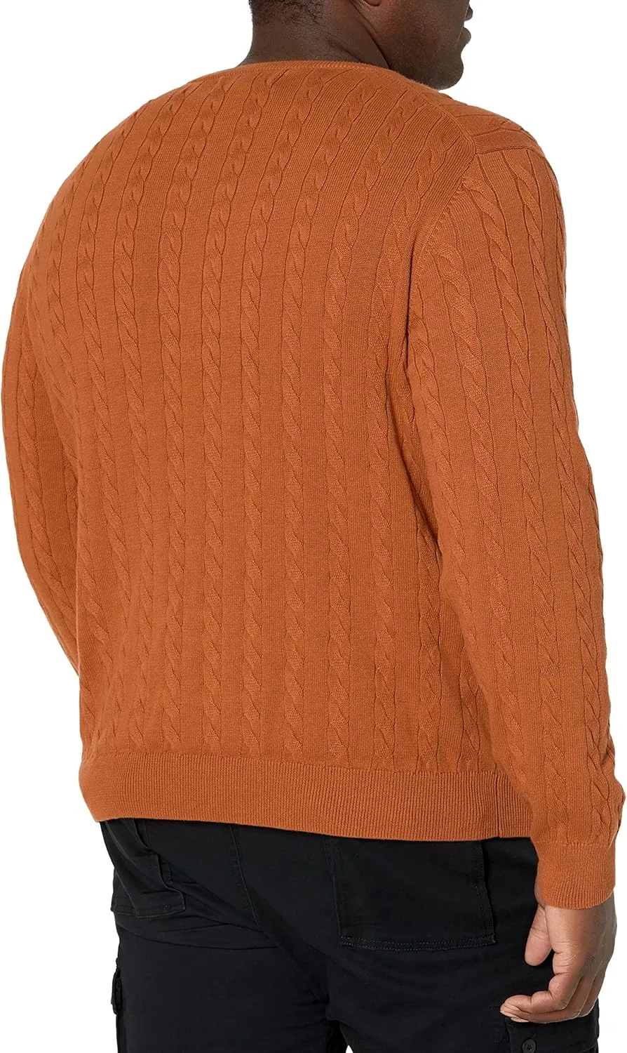 Amazon Essentials Men's Crewneck Cable Cotton Sweater