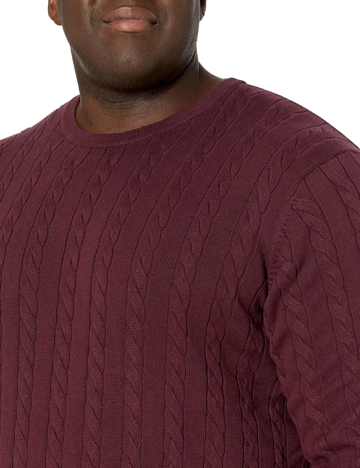 Amazon Essentials Men's Crewneck Cable Cotton Sweater