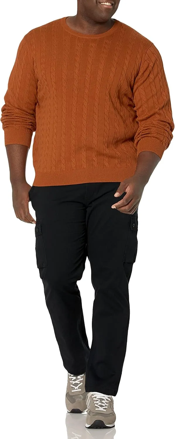 Amazon Essentials Men's Crewneck Cable Cotton Sweater