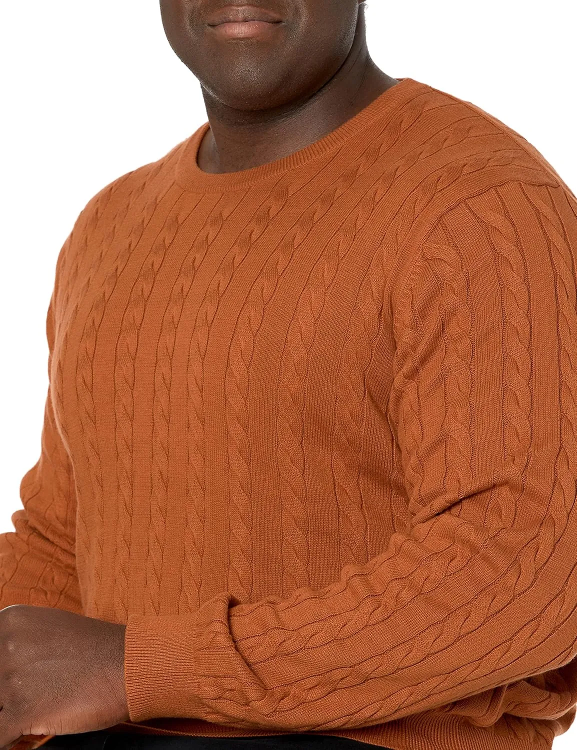 Amazon Essentials Men's Crewneck Cable Cotton Sweater