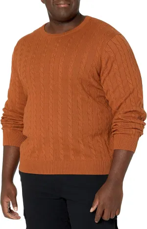Amazon Essentials Men's Crewneck Cable Cotton Sweater