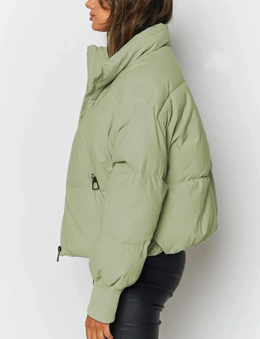 AMEBELLE Women Winter Thermal Baggy Stand Collar Full Zip Puffer Down Coats Jacket