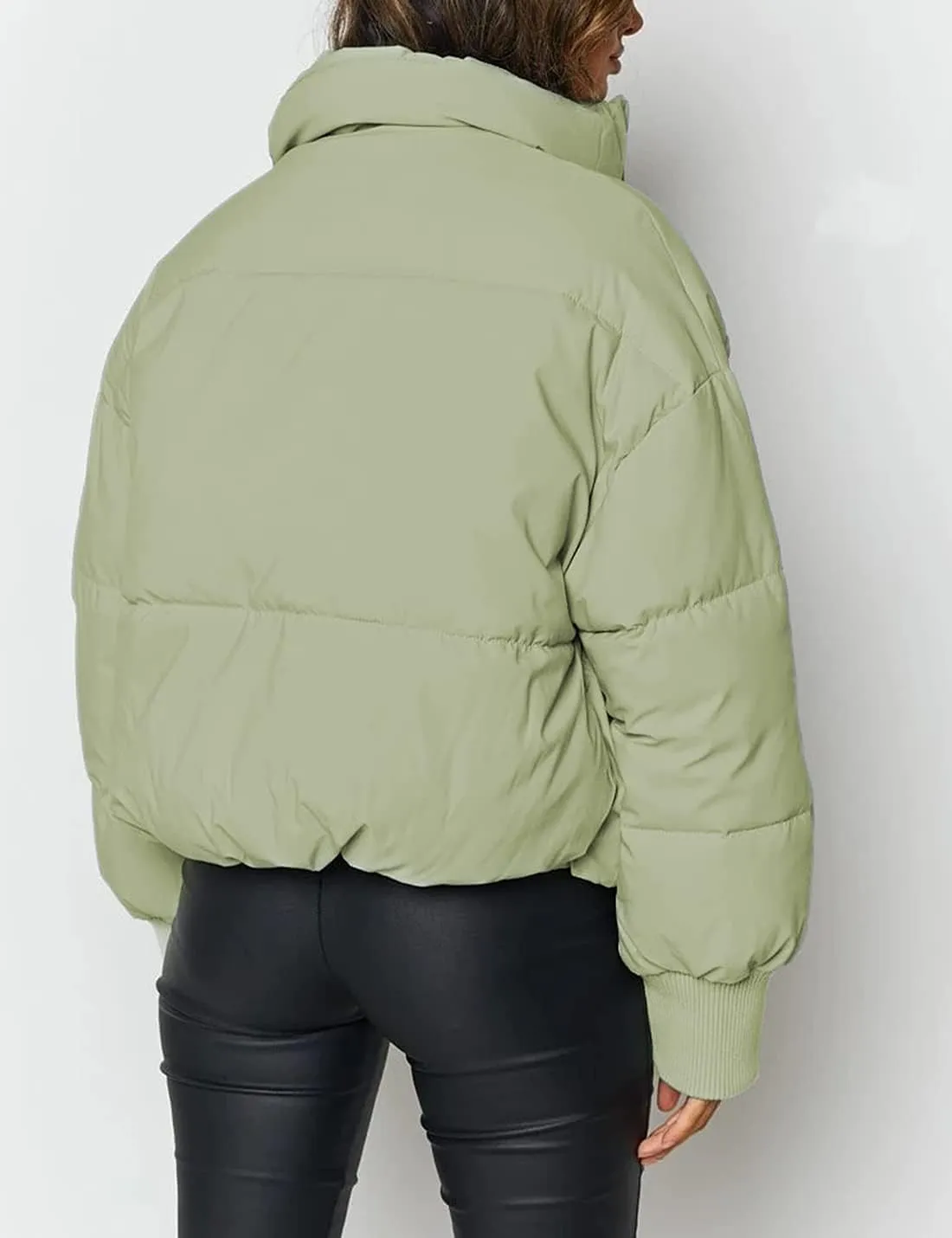 AMEBELLE Women Winter Thermal Baggy Stand Collar Full Zip Puffer Down Coats Jacket