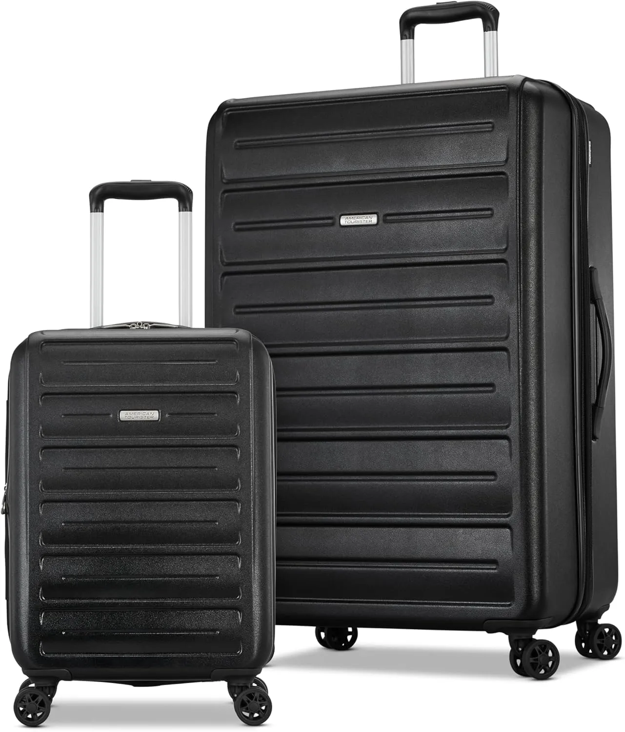 American Tourister Westridge Hardshell Luggage Set - 2 Piece Set - 20/28" Carry-On & Large Checked Luggage Set with Spinner Wheels - Expandable Hard Suitcases for Travel - Hard ABS Shell - Black