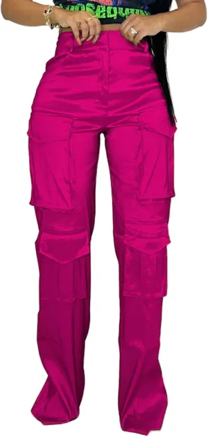 Angsuttc Cargo Pants Women High Waist Y2k Trendy Straight Leg Pants with Pockets