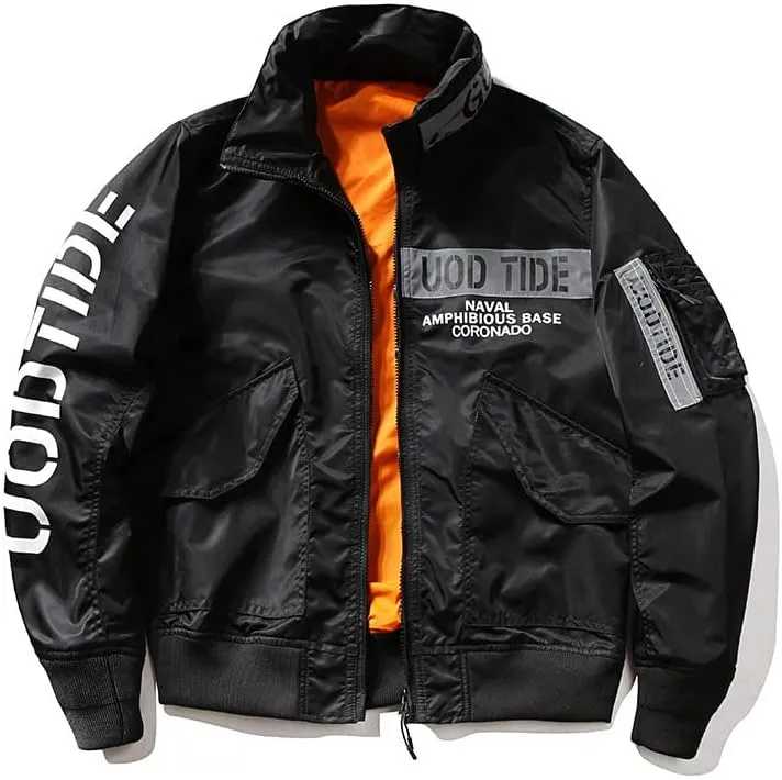 Aoleaky Military Bomber Jacket Spring-Autumn Multi-Pocket Windbreaker,Air Force Combat Style