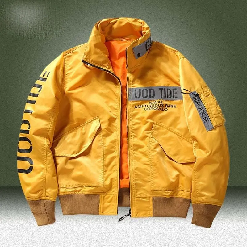 Aoleaky Military Bomber Jacket Spring-Autumn Multi-Pocket Windbreaker,Air Force Combat Style
