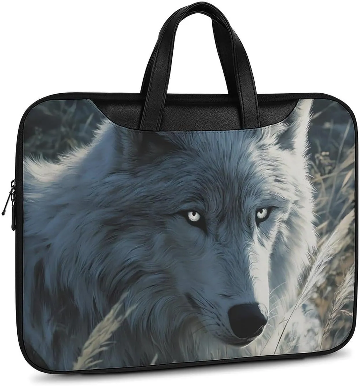 Arctic Wolf Leather Bag Laptop Case Slim Water Resistant Computer Bags with Handle Briefcase for Work