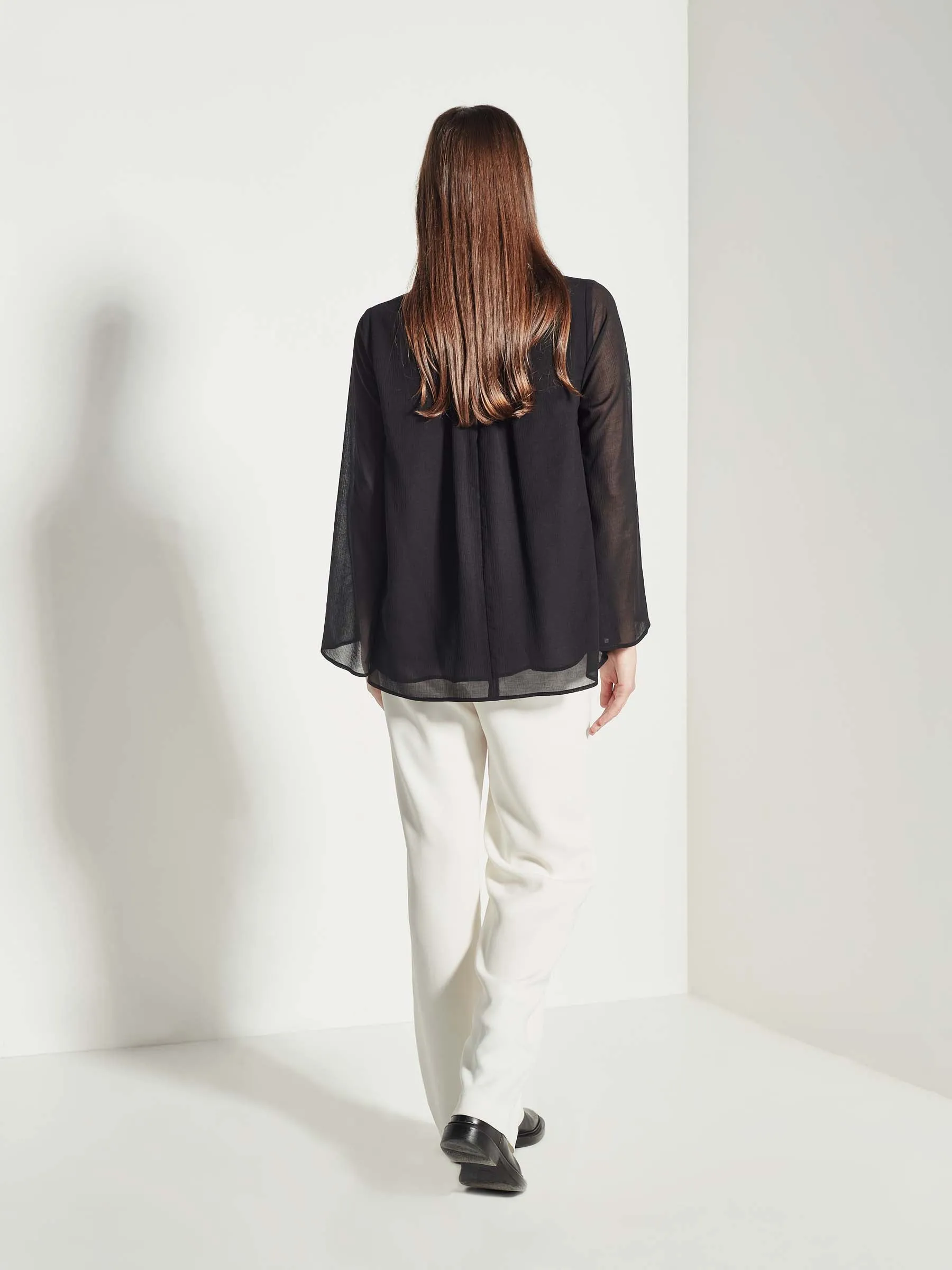 Arden Blouse - Crinkle Silk Cotton - Black