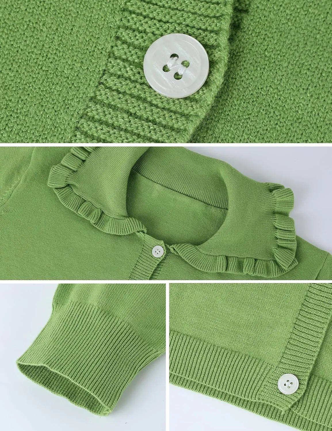Arssm Womens Ruffle Collar Cardigan Cropped Button Down Open Front Sweaters Knitted Long Sleeve Fall 2025 Elegant Outwear