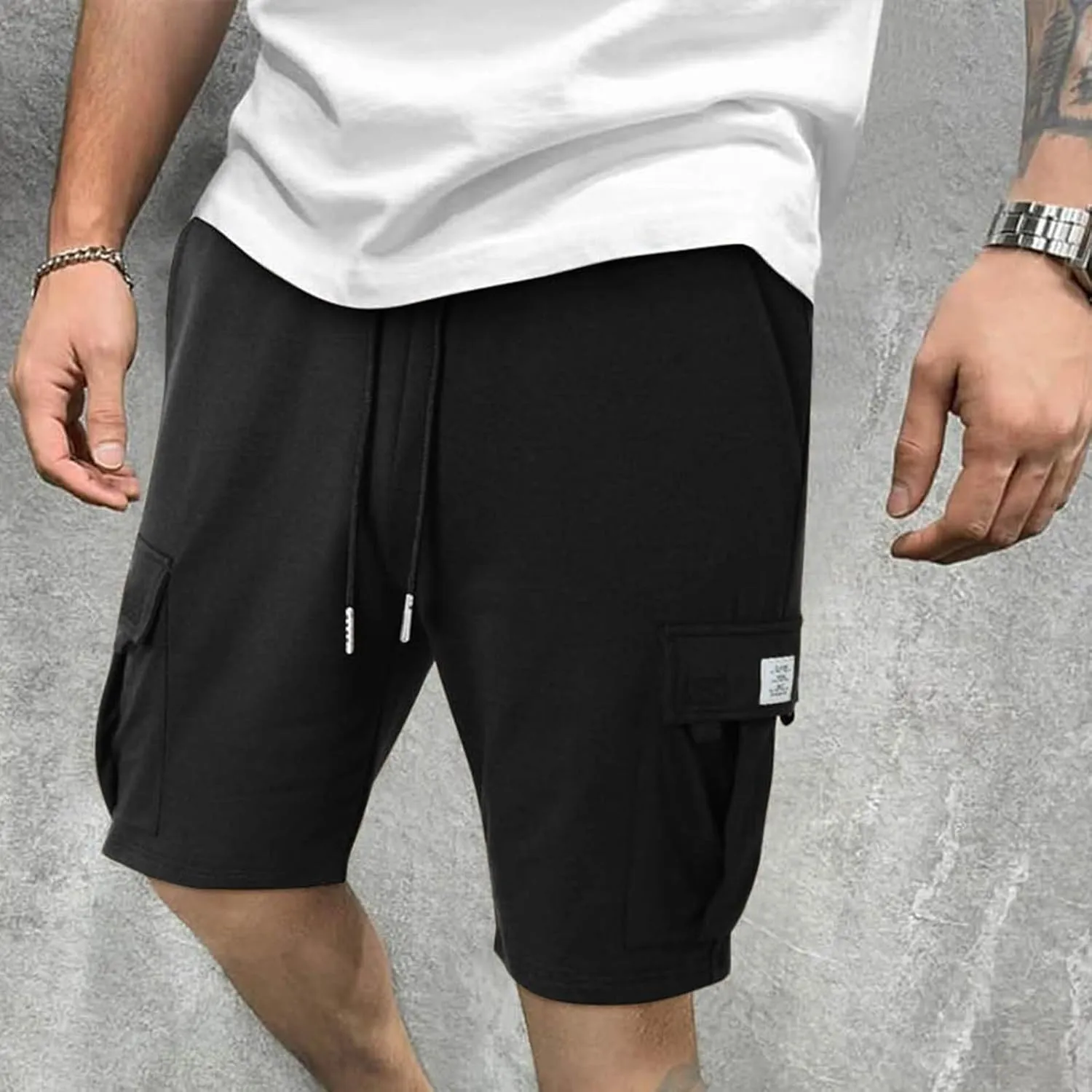 Athletic Shorts for Men Knee Length Cargo Pants High Waisted Bermuda Pants Hiking Cargo Shorts with Pockets 2025