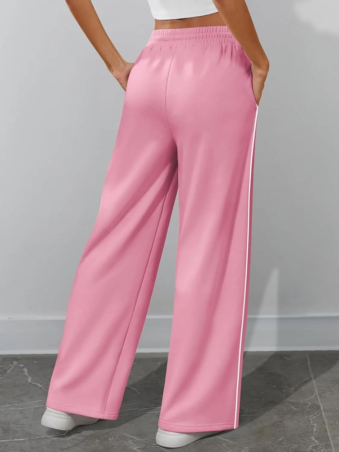 ATHMILE Womens Wide Leg Sweatpants Baggy Sweat Pants with Pockets High Waisted Track Drawstring Fashion Joggers