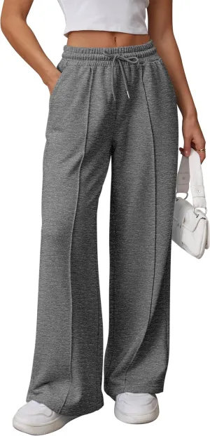 ATHMILE Womens Wide Leg Sweatpants High Waisted Baggy Pants Fashion Teen Girl Drawstring Athletic Joggers