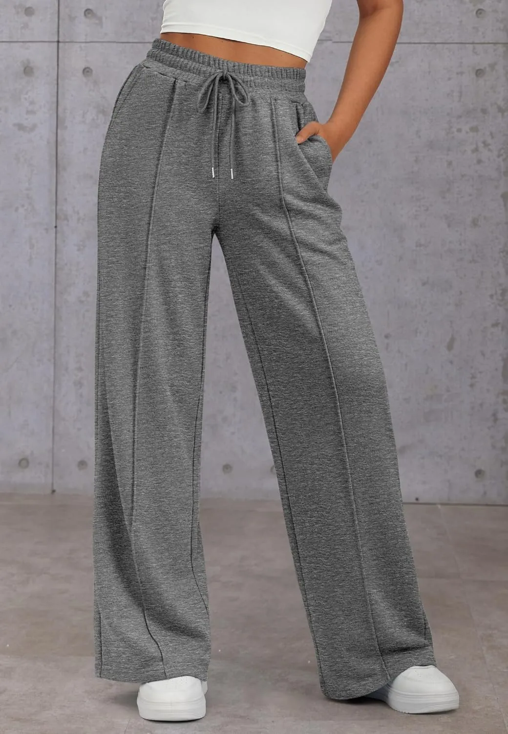 ATHMILE Womens Wide Leg Sweatpants High Waisted Baggy Pants Fashion Teen Girl Drawstring Athletic Joggers