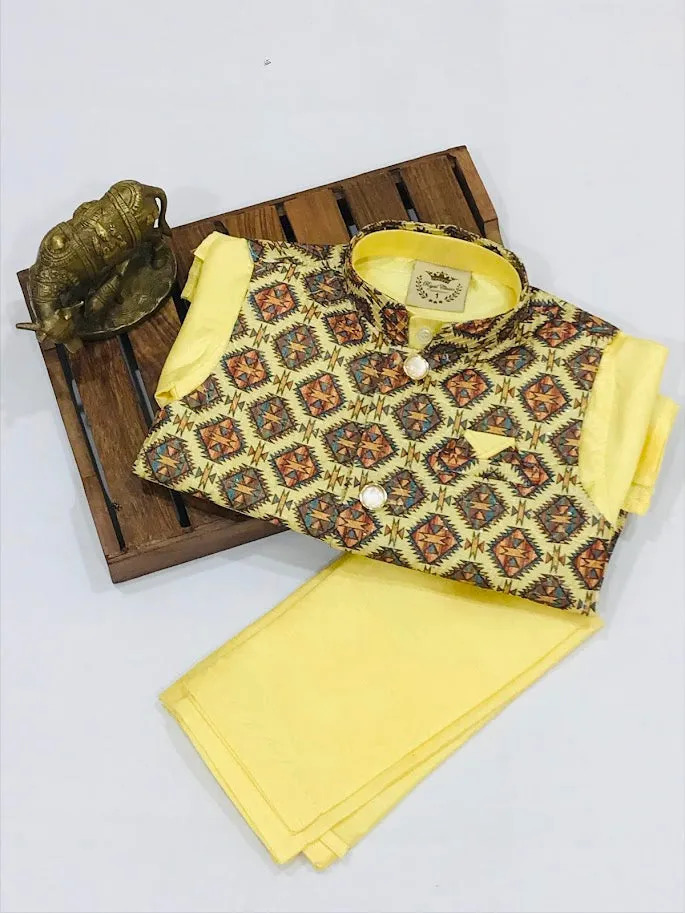 Attractive Brown Color Full Sleeves Solid Kurta & Salwar With Unique Design Jacket