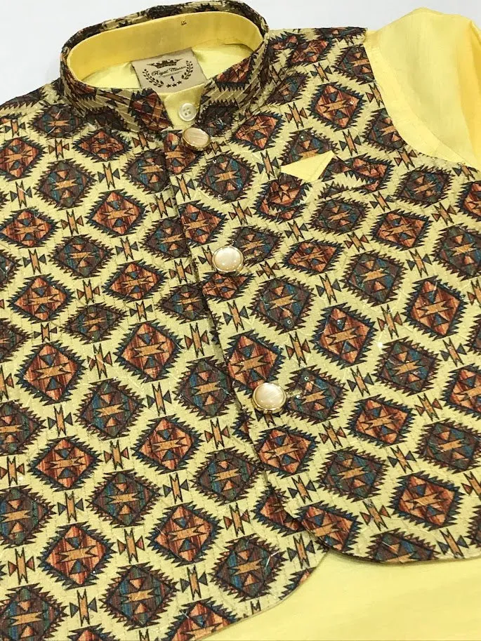 Attractive Brown Color Full Sleeves Solid Kurta & Salwar With Unique Design Jacket