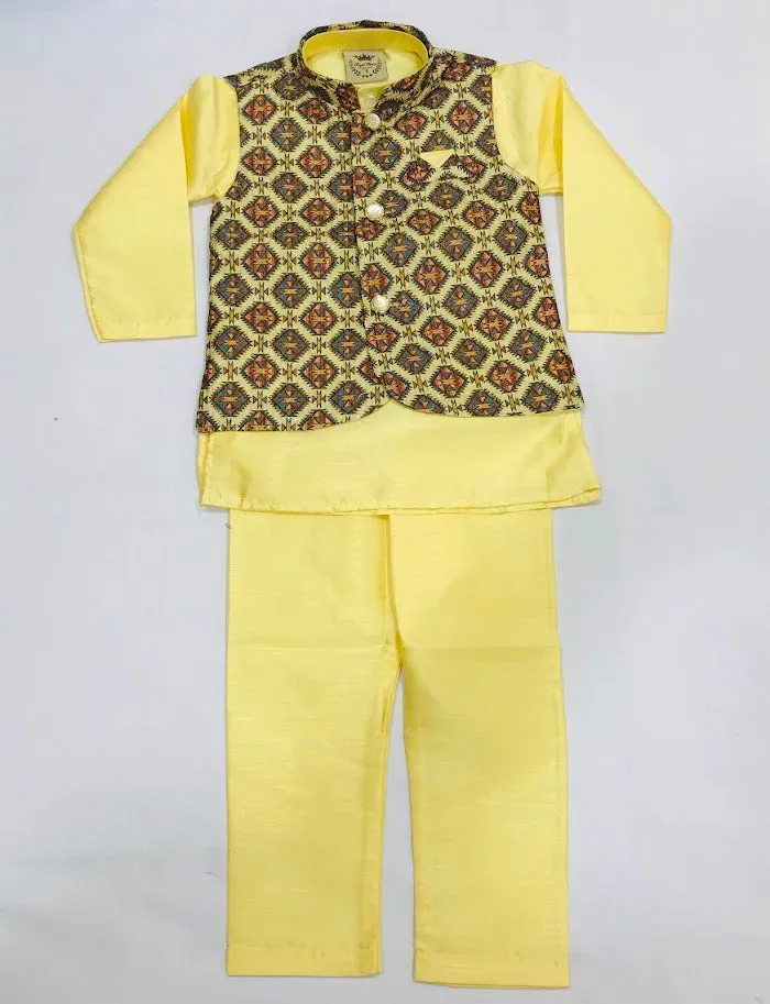 Attractive Brown Color Full Sleeves Solid Kurta & Salwar With Unique Design Jacket