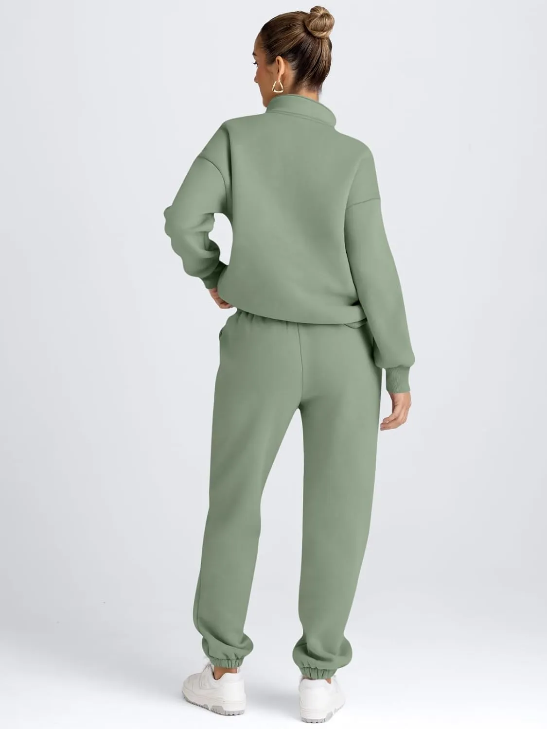 AUTOMET Women's Sweatsuits 2 Piece Outfits Long Sleeve Half Zip Pullover and Baggy Sweatpants with Pockets
