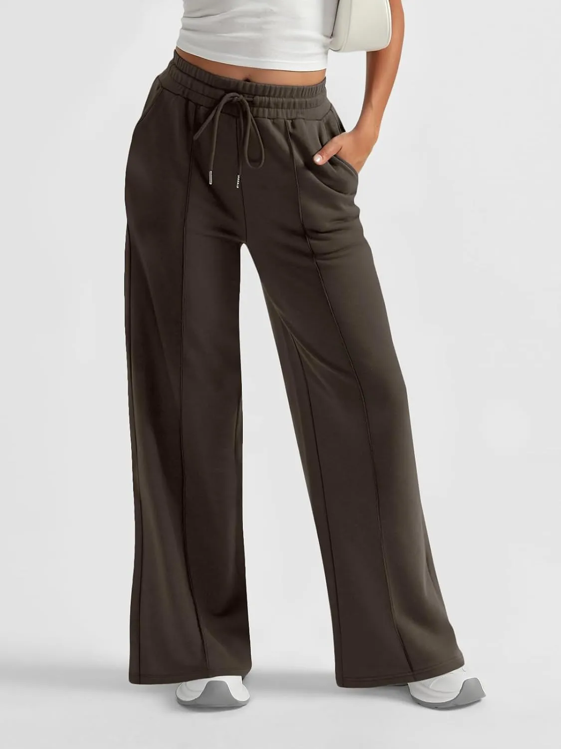 AUTOMET Womens Wide Leg Sweatpants High Waisted Baggy Pants Drawstring Athletic Joggers