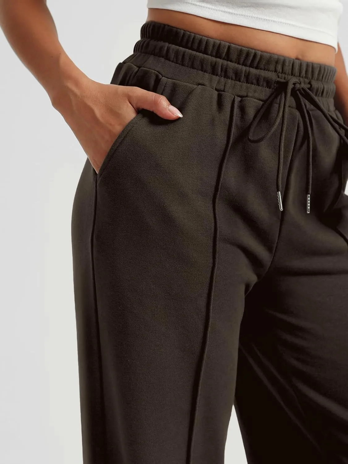 AUTOMET Womens Wide Leg Sweatpants High Waisted Baggy Pants Drawstring Athletic Joggers