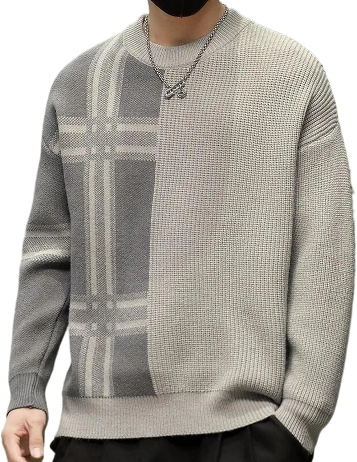 Autumn Plaid Sweater Men Soft Warm Jumper Korean Casual Mens Loose Knitwear Winter Sweaters
