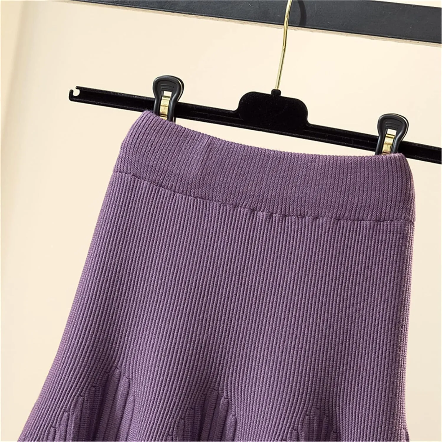 Autumn Winter Knitted Skirt Women Casual Solid All-Match A Line High Waist Pleated Midi Long Skirt