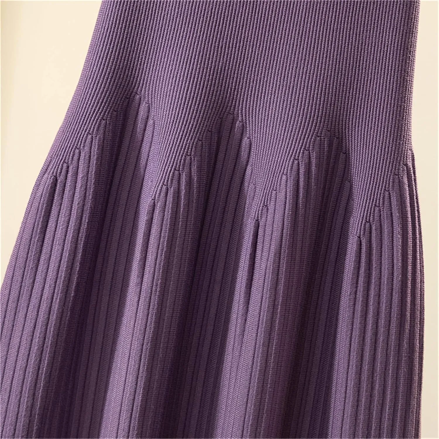 Autumn Winter Knitted Skirt Women Casual Solid All-Match A Line High Waist Pleated Midi Long Skirt