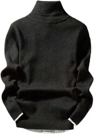 Autumn Winter Men's Turtleneck Sweater Solid Knitted Pullovers Men Slim Fit Casual Sweater Long Sleeve Knitwear