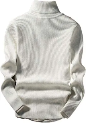 Autumn Winter Men's Turtleneck Sweater Solid Knitted Pullovers Men Slim Fit Casual Sweater Long Sleeve Knitwear