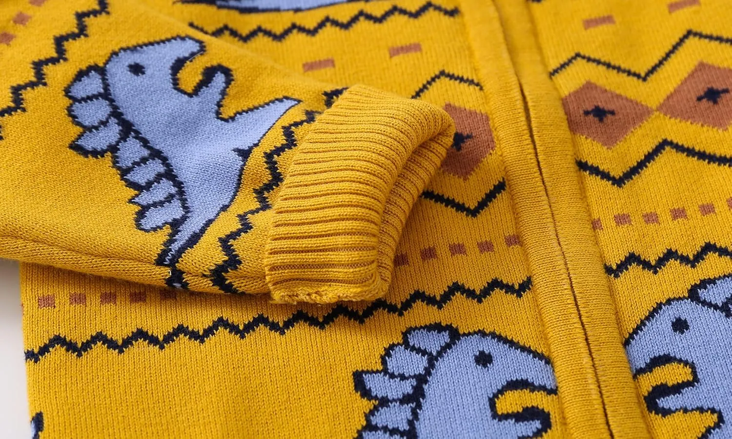 Baby Boys Girls Button Up Cardigan Sweater Dinosaur Full-Zip Long Sleeve V Neck Cartoon Embroidery Coat