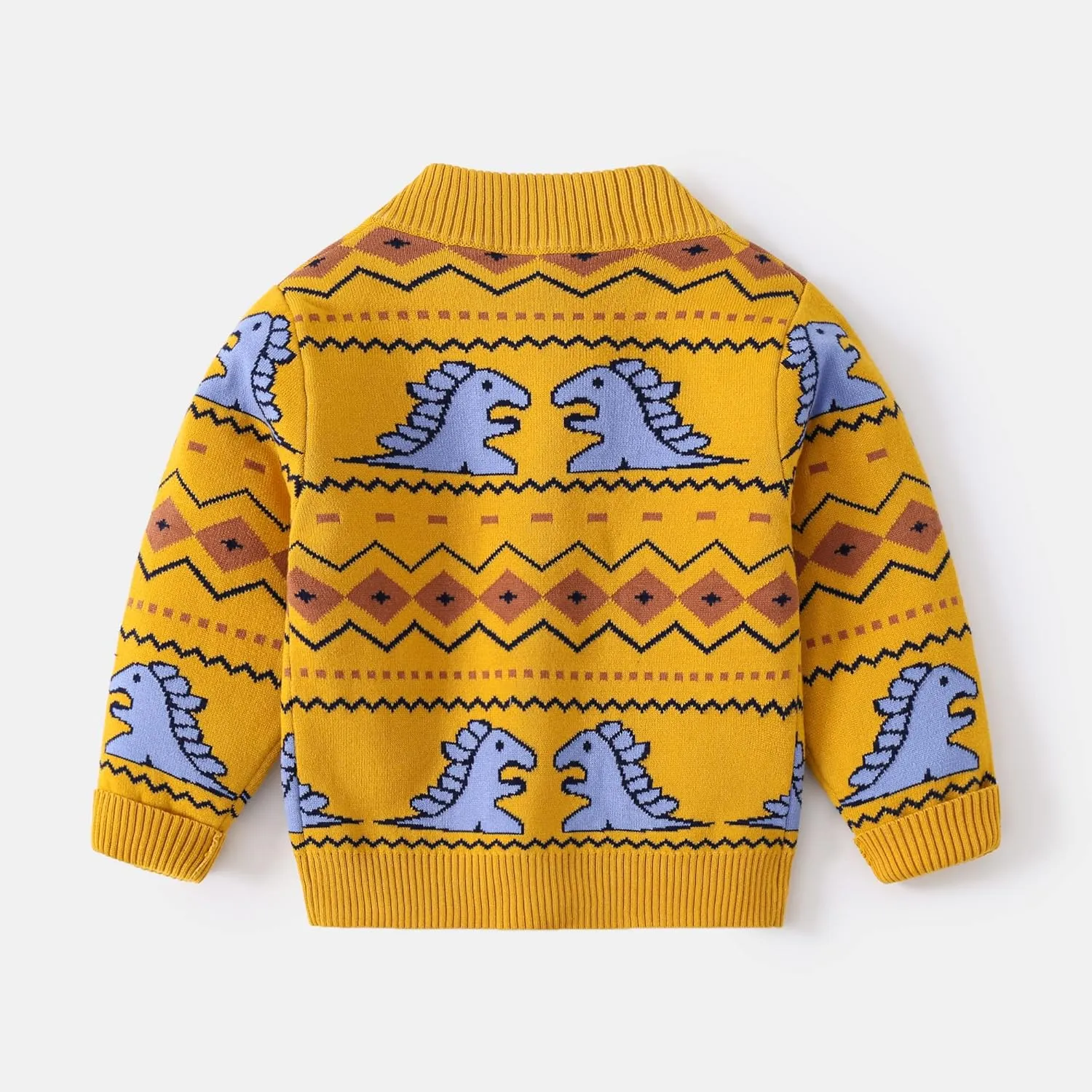 Baby Boys Girls Button Up Cardigan Sweater Dinosaur Full-Zip Long Sleeve V Neck Cartoon Embroidery Coat