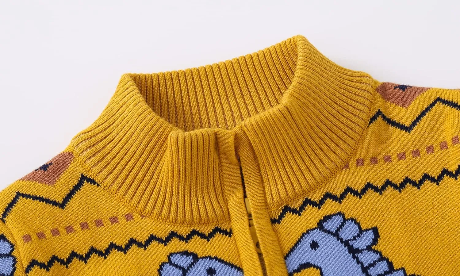 Baby Boys Girls Button Up Cardigan Sweater Dinosaur Full-Zip Long Sleeve V Neck Cartoon Embroidery Coat