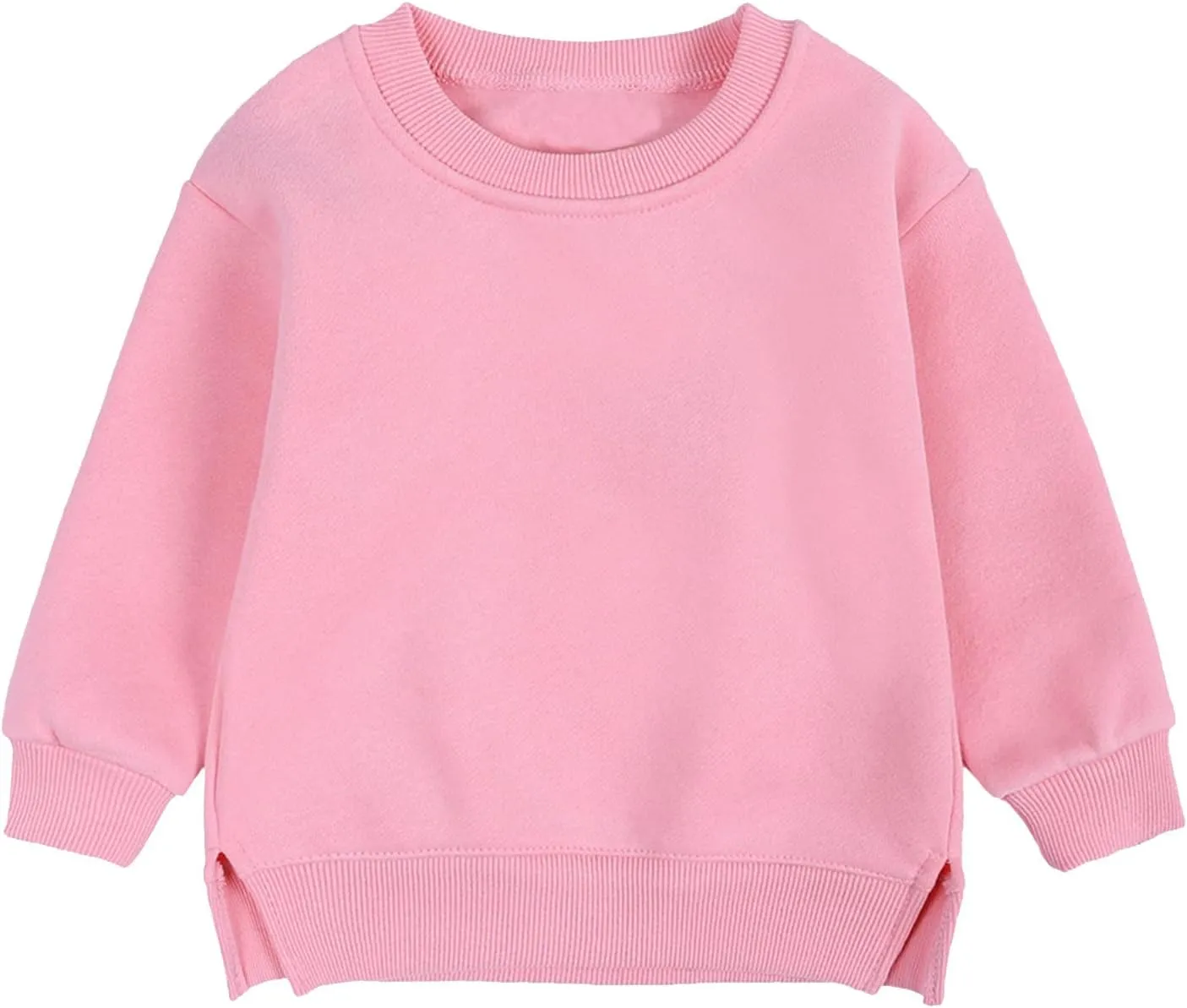 Baby Boys Girls Fleece Sweatshirt Crewneck Solid Cotton Pullover Newborn Infant Warm Basic Sweatshirt Fall Winter Top
