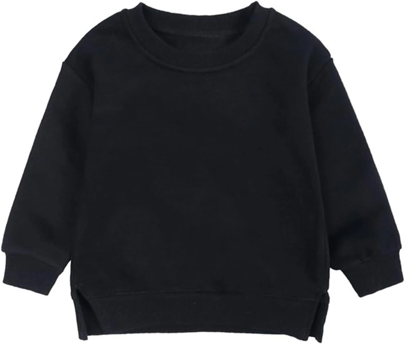Baby Boys Girls Fleece Sweatshirt Crewneck Solid Cotton Pullover Newborn Infant Warm Basic Sweatshirt Fall Winter Top