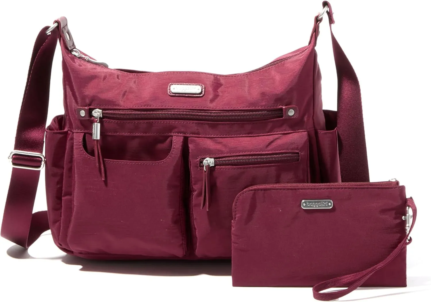 Baggallini Anywhere Hobo Crossbody Women 13x9.5 Water-Resistant Travel Purse Handbag Shoulder Bag W/RFID Wristlet
