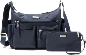 Baggallini Anywhere Hobo Crossbody Women 13x9.5 Water-Resistant Travel Purse Handbag Shoulder Bag W/RFID Wristlet