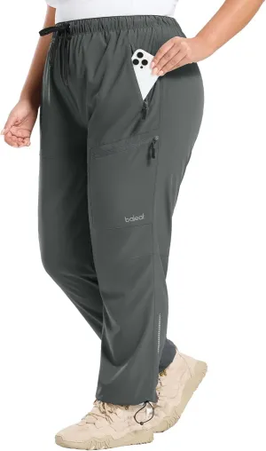 baleaf Plus Size Pants for Women Hiking Cargo Water Resistant UPF 50  Cargo Joggers Zipper Pockets