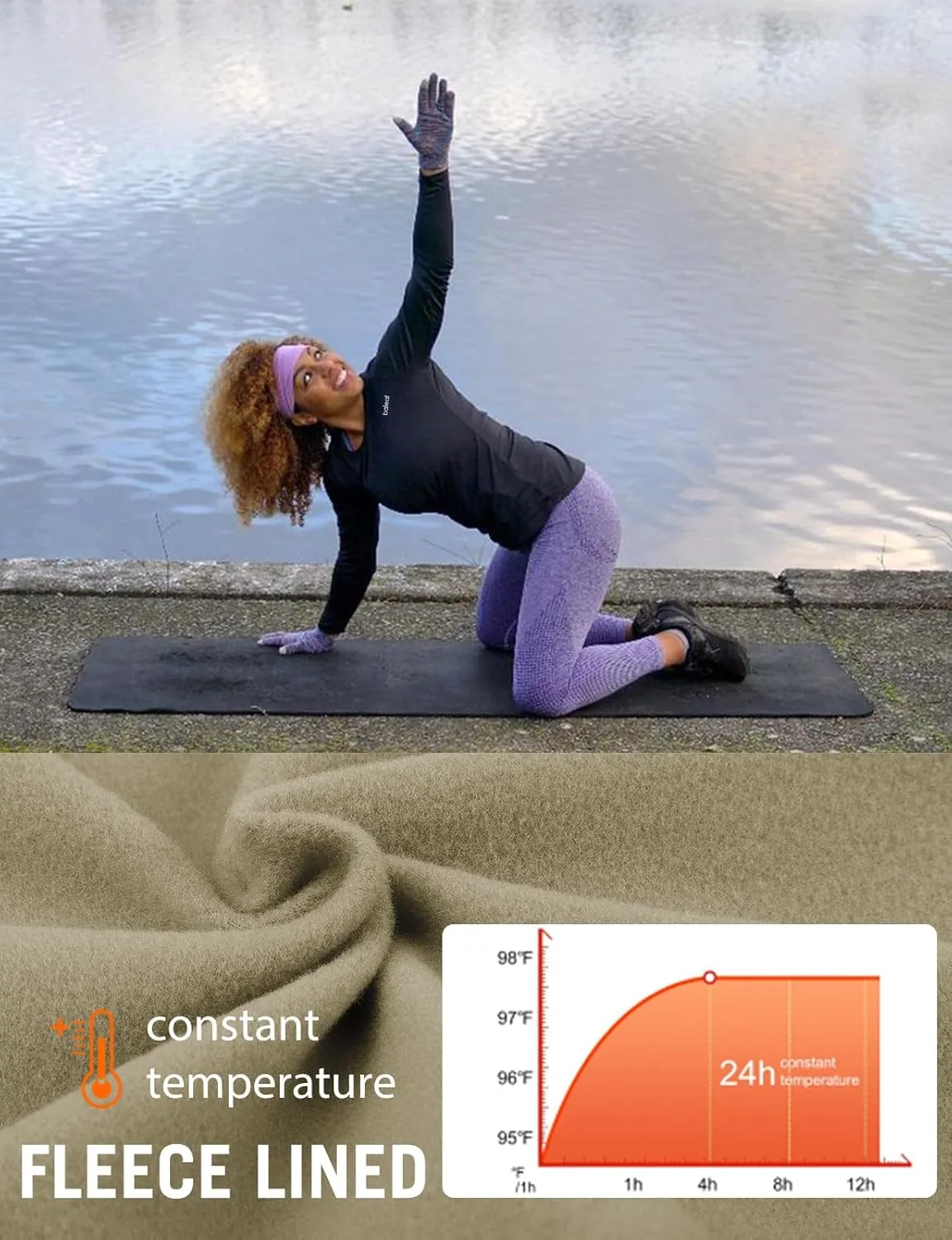 baleaf Thermal Shirts for Women Long Sleeve Fleece Tops Running Workout Cold Weather Gear Compression Zipper Pocket