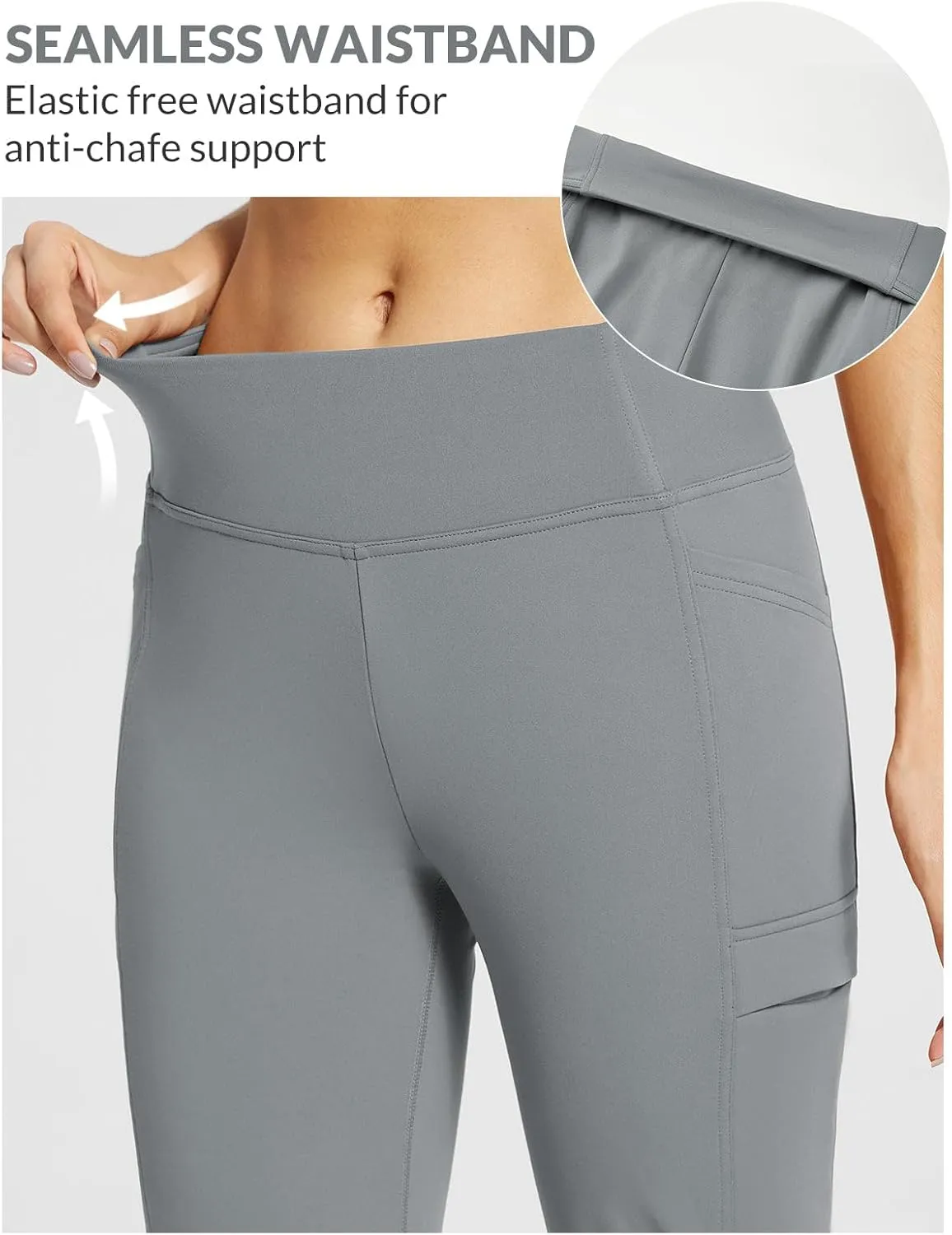 baleaf Women's Fleece Lined Pants Yoga Pants Warm Thermal Winter High Waisted Straight Leg Leggings with 6 Pockets