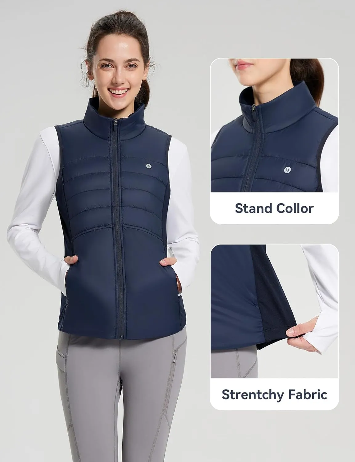 baleaf Women's Lightweight Puffer Warm Vest Thermal Water Resistant Outwear Sleeveless Jacket Zip Pocket Winter Outdoor