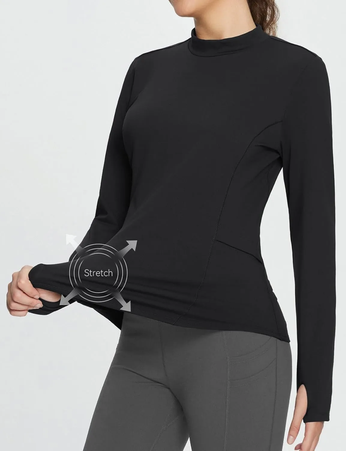 baleaf Women's Thermal Tops Fleece Lined Shirts Long Sleeve Cold Weather Running Gear Workout Zipper Pocket Thumbholes