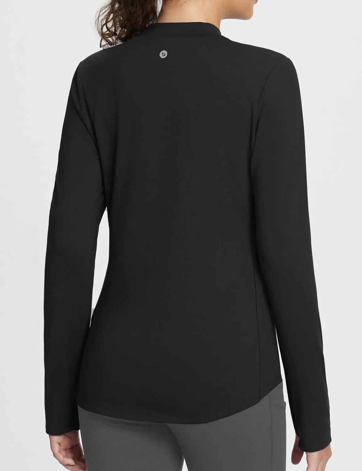 baleaf Women's Thermal Tops Fleece Lined Shirts Long Sleeve Cold Weather Running Gear Workout Zipper Pocket Thumbholes
