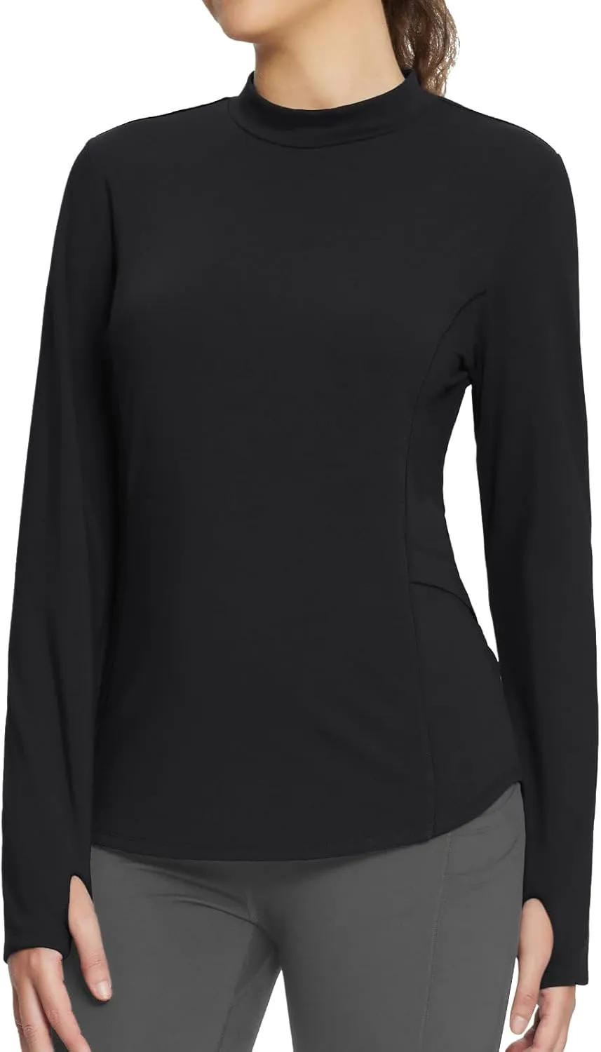 baleaf Women's Thermal Tops Fleece Lined Shirts Long Sleeve Cold Weather Running Gear Workout Zipper Pocket Thumbholes